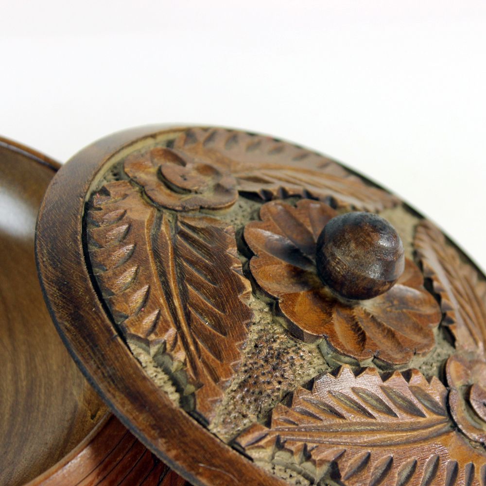 Set Of Two Vintage Handcrafted Bowls In Wood, Czechoslovakia 1960s photo furniture