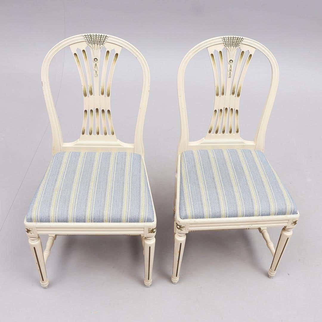Swedish Gustavian Axet Dining Chairs Grey Green Set Of 4, 20th Century photo Furniture