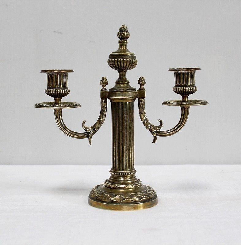 Pair Of Bronze Candlesticks, Louis XVI Style    2nd Half Of The 19th Century photo 1060.9