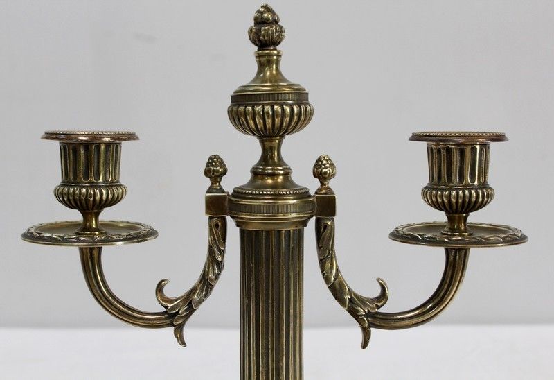 Pair Of Bronze Candlesticks, Louis XVI Style    2nd Half Of The 19th Century photo vinterior