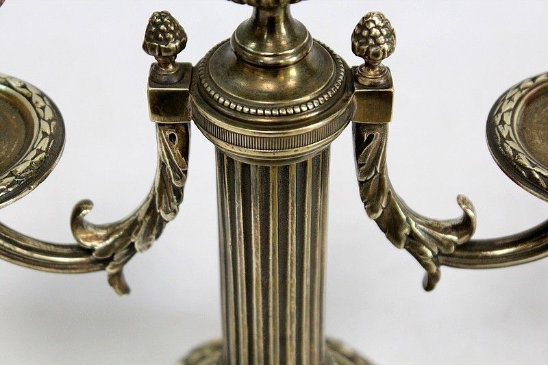 Pair Of Bronze Candlesticks, Louis XVI Style    2nd Half Of The 19th Century photo vintage