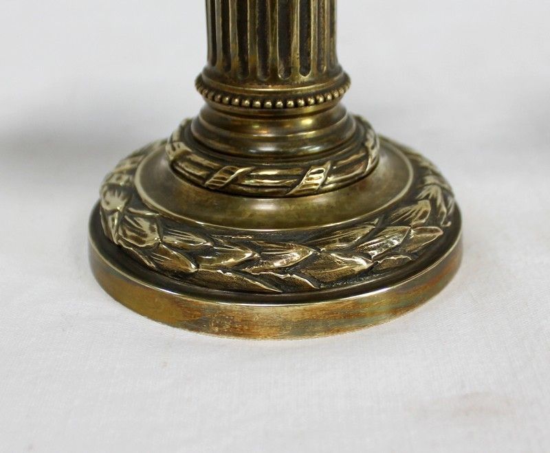 Home Decor Pair Of Bronze Candlesticks, Louis XVI Style    2nd Half Of The 19th Century photo