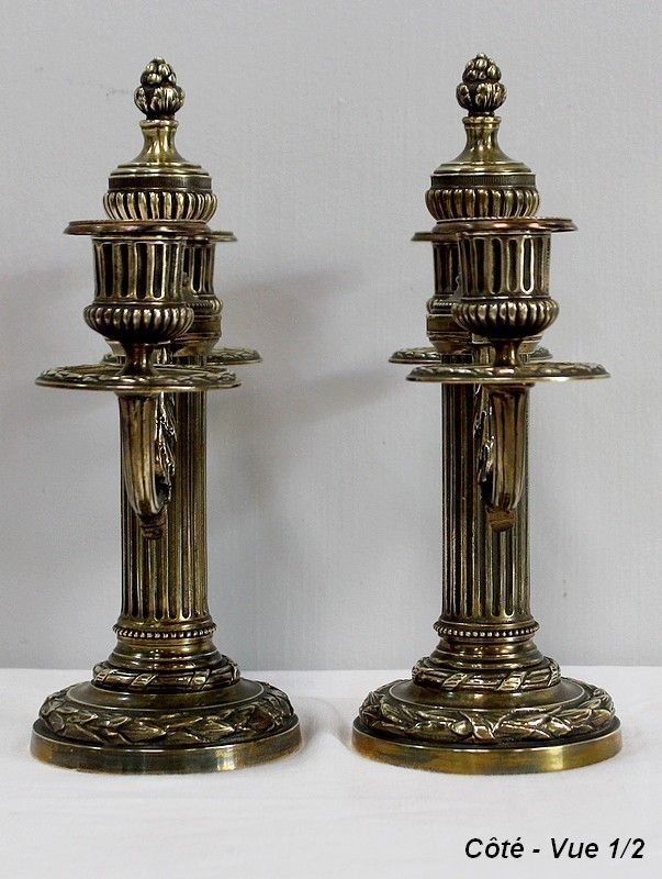 photo buy Pair Of Bronze Candlesticks, Louis XVI Style    2nd Half Of The 19th Century
