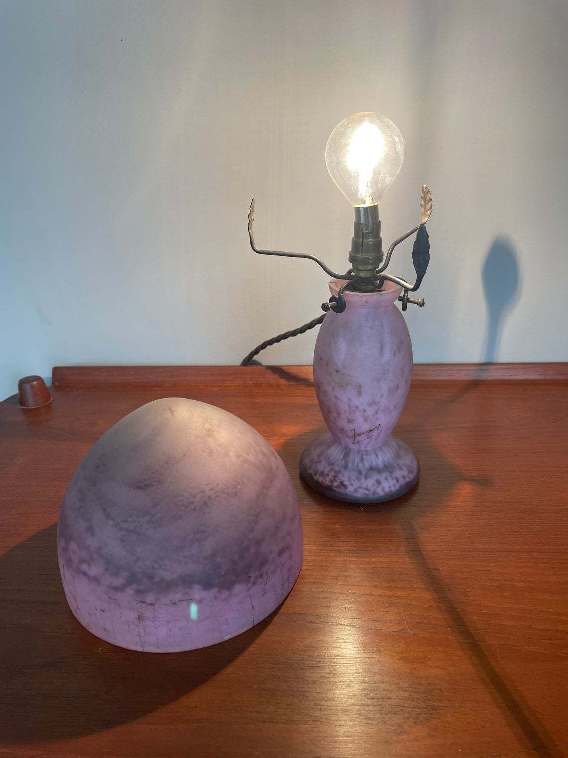Daun For Lorraine Mushroom Lamp Very Rare 1920s Art Deco French Pink / Light /Art photo vintage