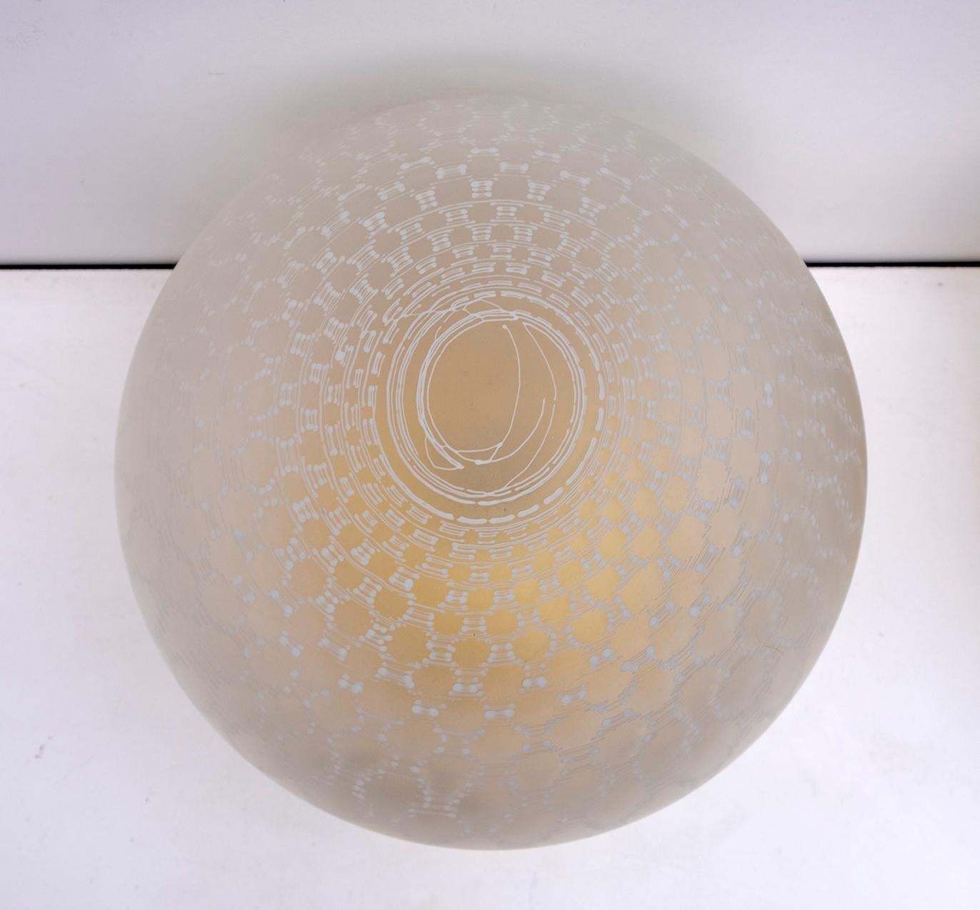 Pair Of Mid Century Modern Italian Brass And Murano Glass Ball Table Lamps, 70s photo Lighting