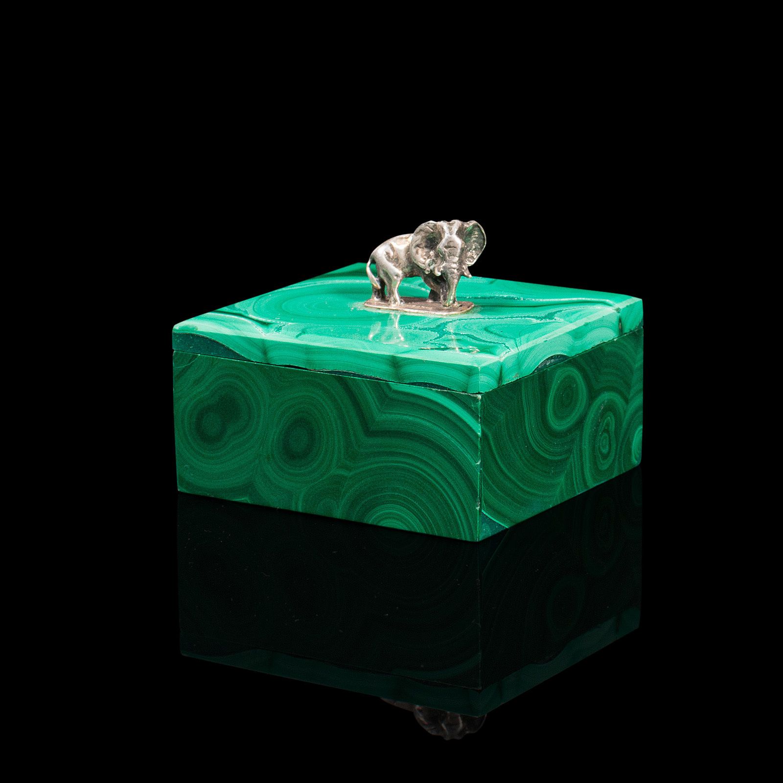 Small Antique Trinket Box, English, Malachite, Silver, Decorative, C1850 photo Home Decor