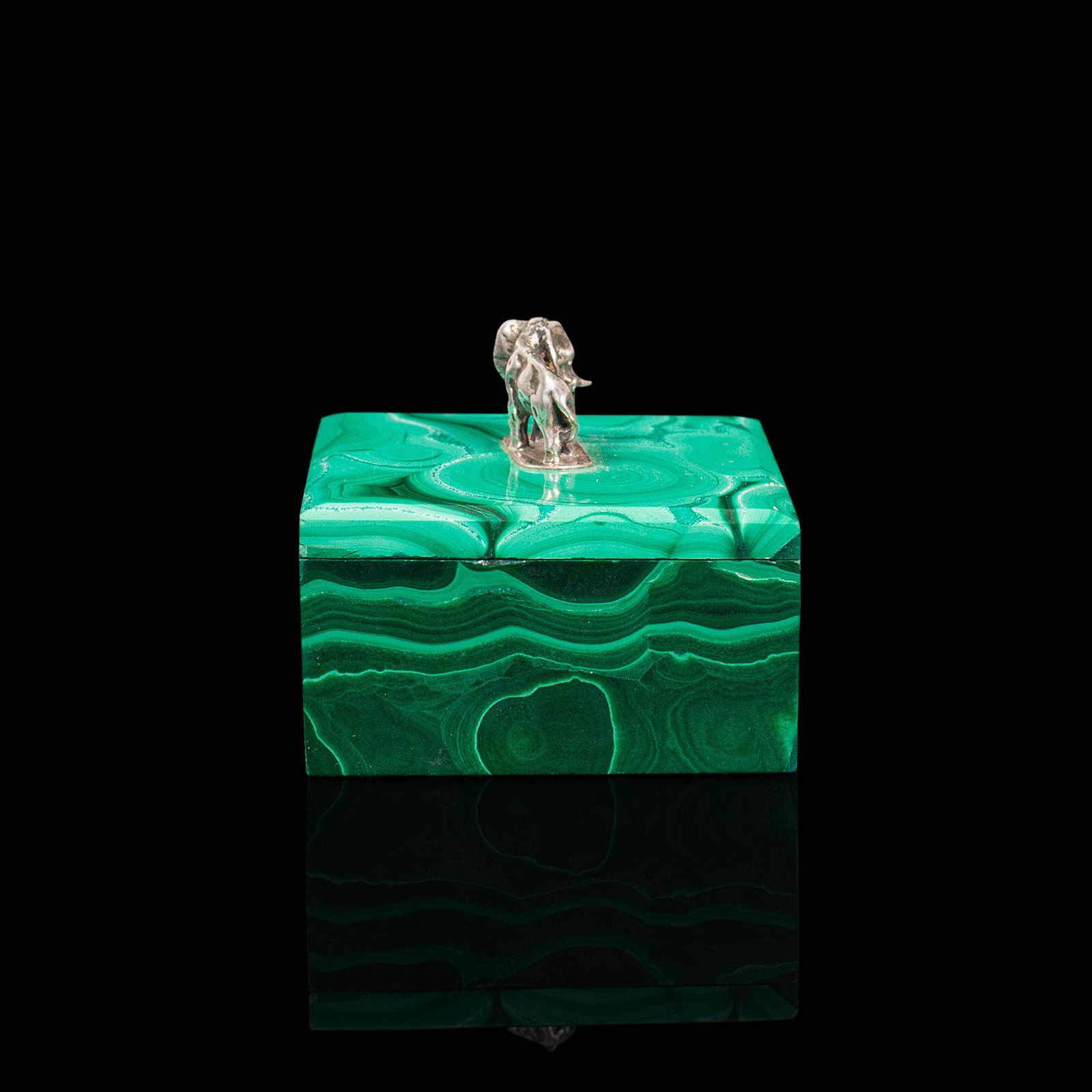 Small Antique Trinket Box, English, Malachite, Silver, Decorative, C1850 photo 1675.0