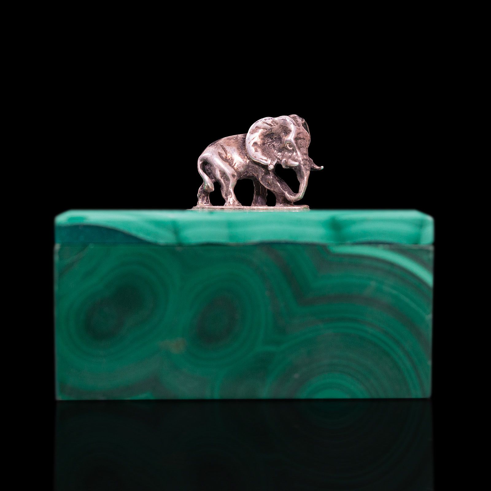 Home Decor Small Antique Trinket Box, English, Malachite, Silver, Decorative, C1850 photo