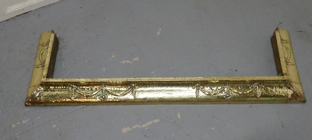 Large Arts Nouveau Victorian Brass Fender photo for sale