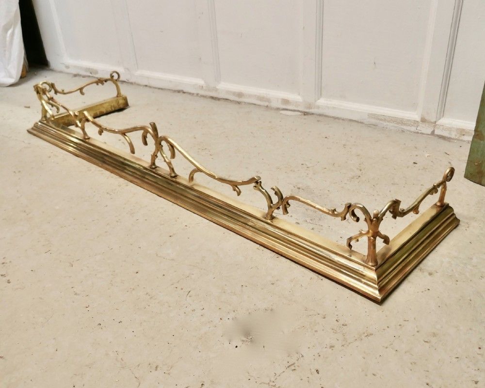 Very Pretty Victorian Art Nouveau Brass Fender photo for sale