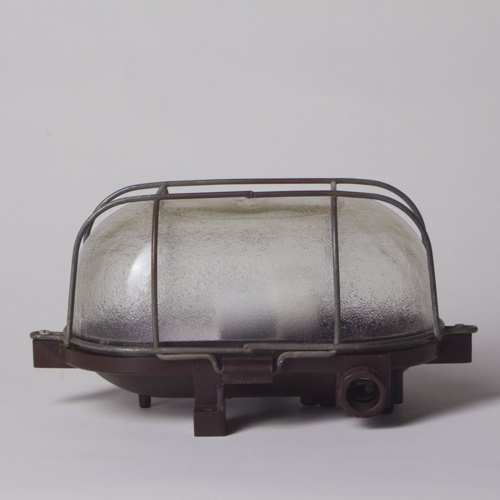 Industrial Wall Light In Bakelite & Glass With Metal Cage, Czechoslovakia 1960 photo furniture