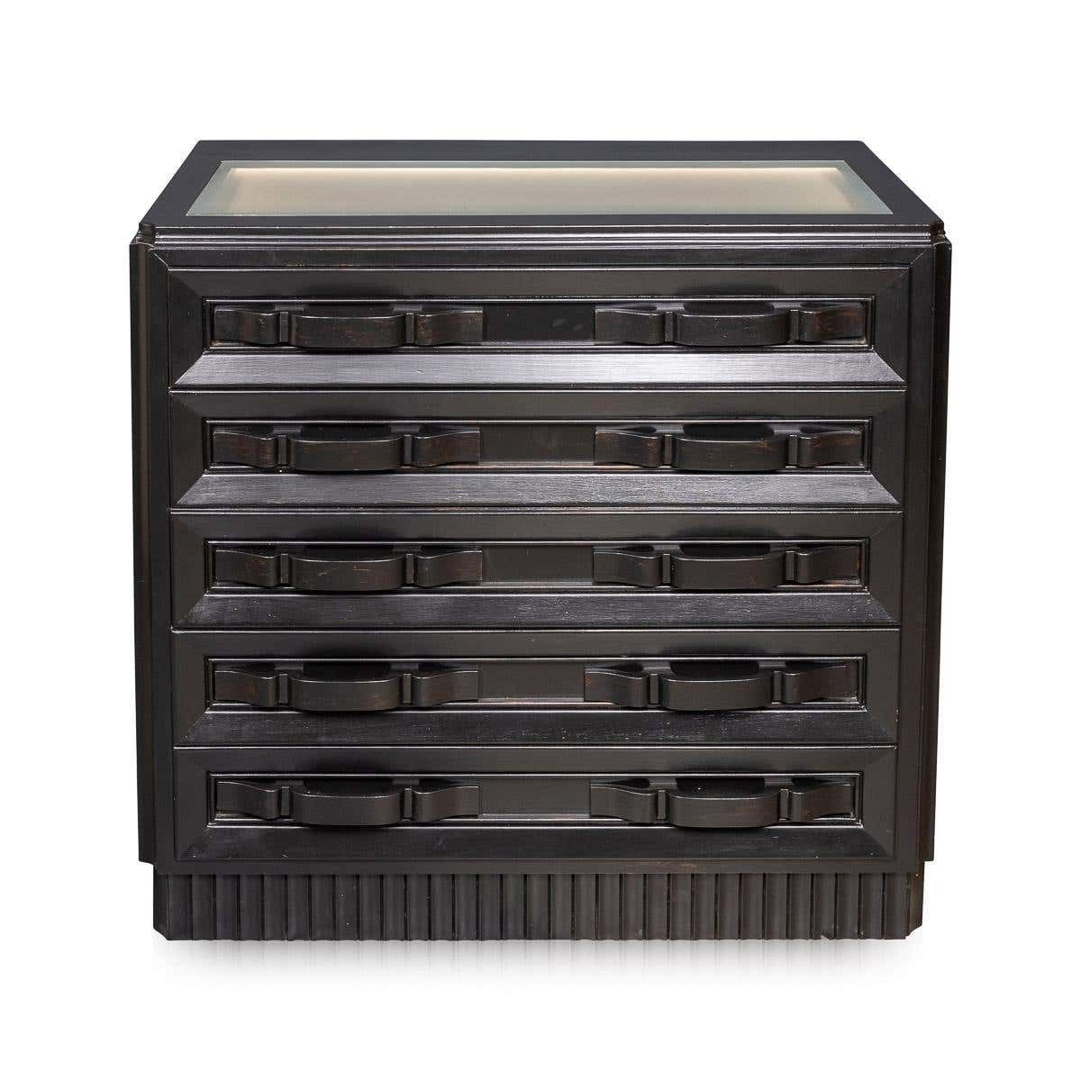 20th Century Italian Ebonised Chest Of Drawers With Display Top C1930