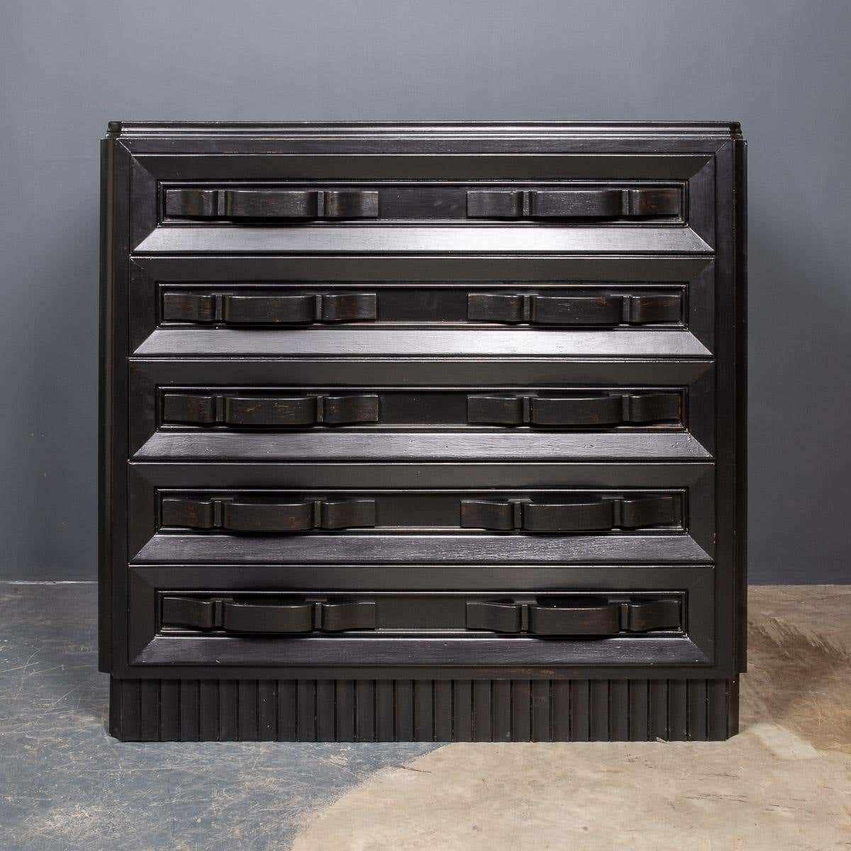 20th Century Italian Ebonised Chest Of Drawers With Display Top C1930 photo for sale