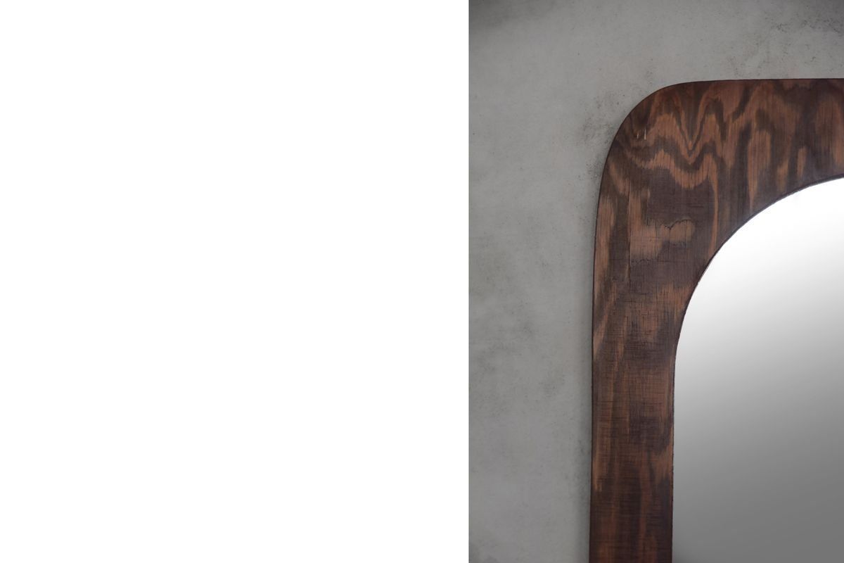 Large Scandinavian Wooden Wall Mirror, 1950s photo vinterior