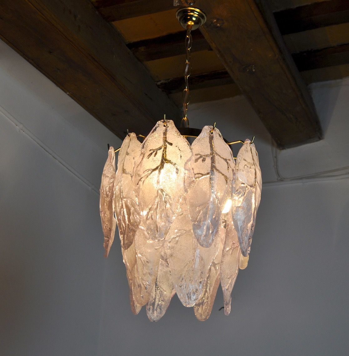 Mazzega Chandelier In Murano Lila Glass, Italy, 1970 photo vinterior