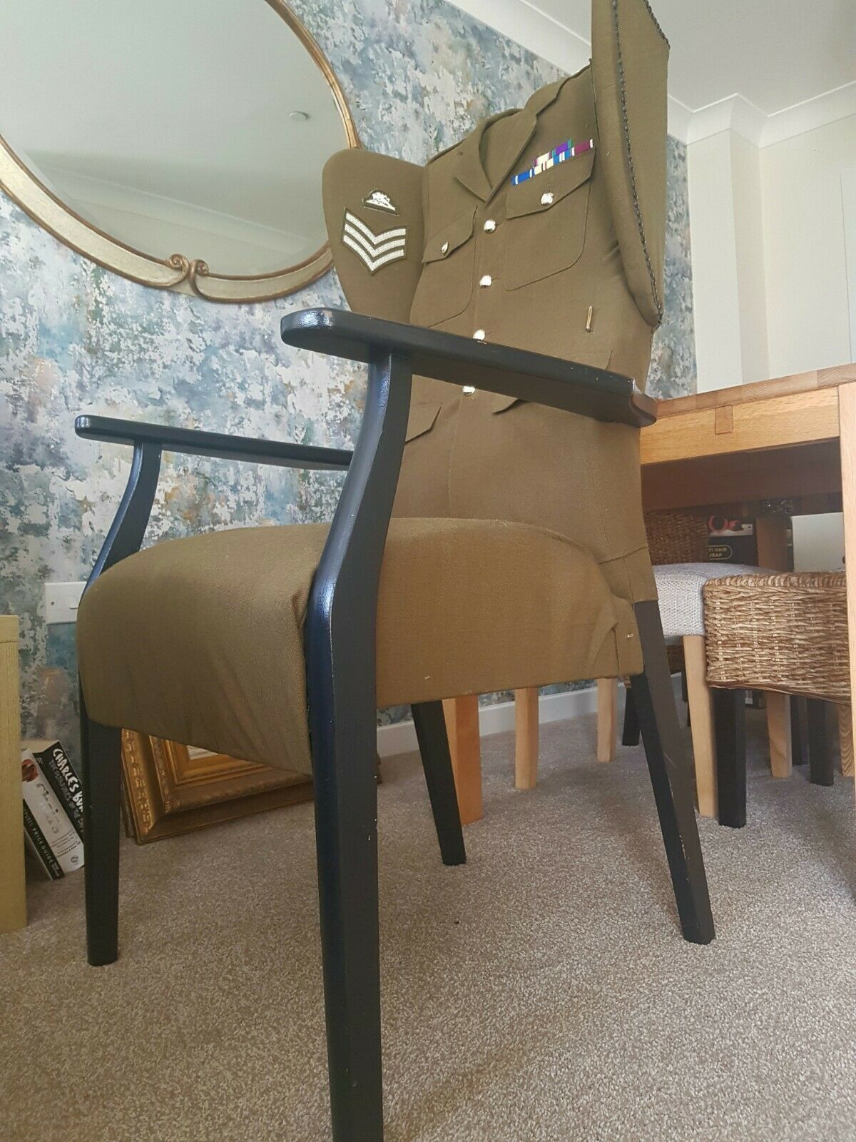 A Vintage Army Regimental Parker Knoll Upholstered Armchair Royal Artillery photo for sale