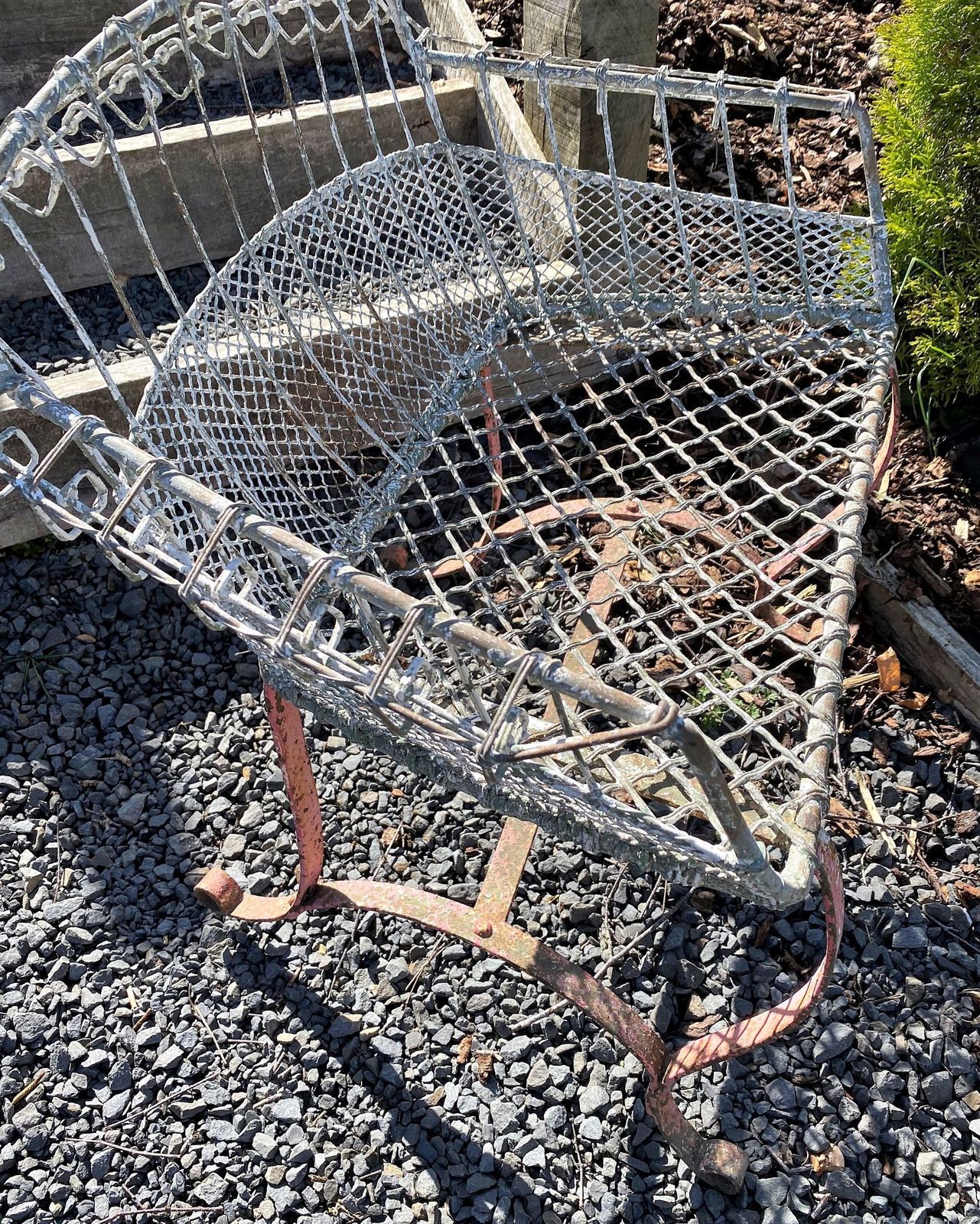 A Rare 1920s Wirework Garden Seat With Scroll Wrought Iron Feet photo 625.0