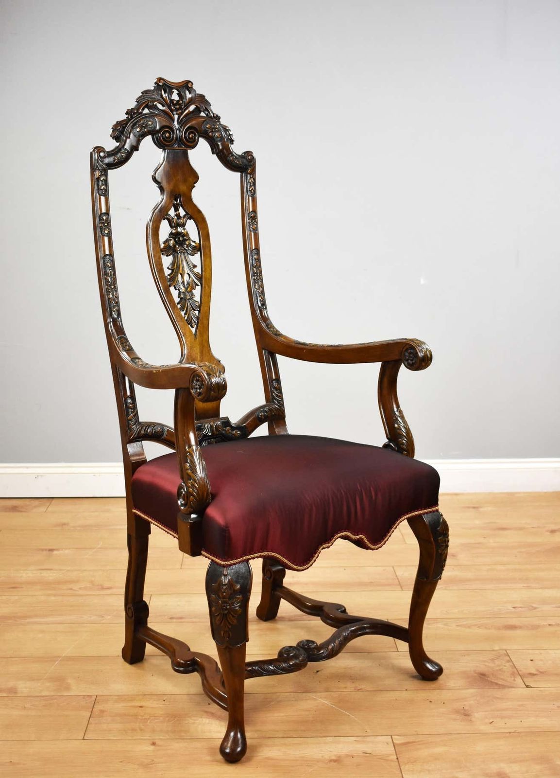 Set Of 14 20th Century English Antique Queen Anne Style Dining Chairs photo for sale