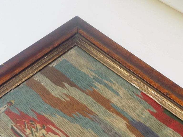 Wool Work Embroidery Or "Woolie" Of British Naval Ships Circa 1860 photo buy