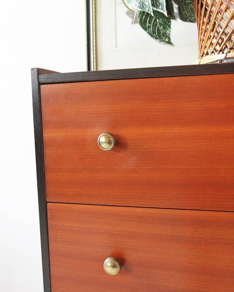 Chest Of Drawers With Black Trim And Gold Knobs photo vinterior