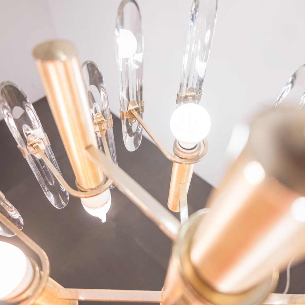Six Light Golden Metal Chandelier Sciolari 70s Design photo 1110.54