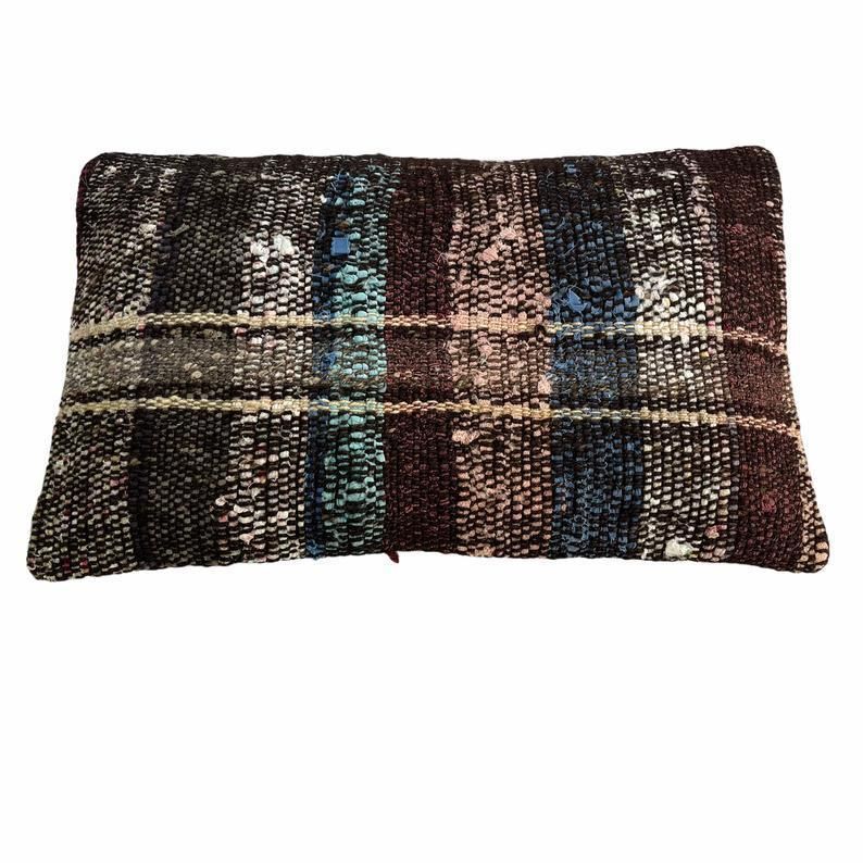 Vintage Turkish Kilim Cushion Cover, 30 X 50 Cm photo vinterior