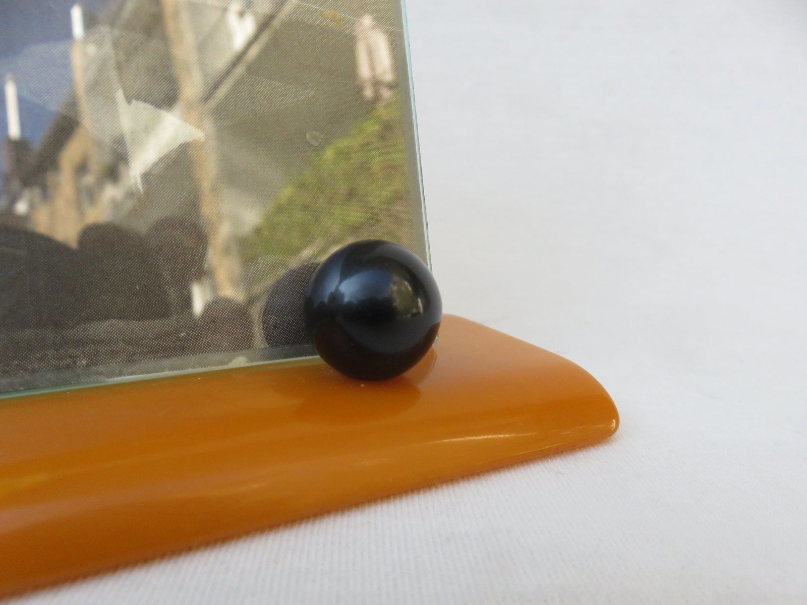 Art Deco English Picture Frames, Catalin Amber, Black, Set Of 3 photo vintage