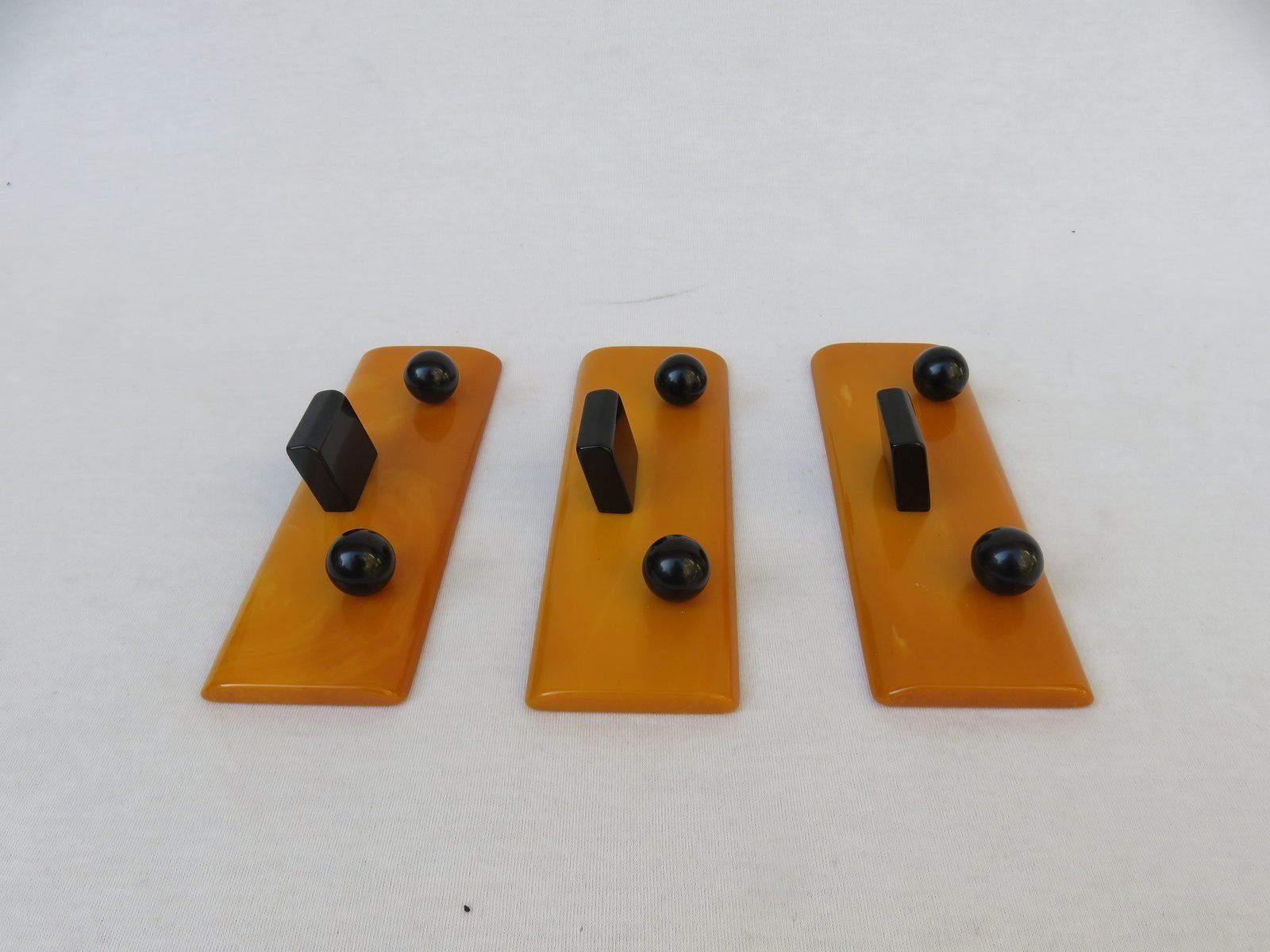 Home Decor Art Deco English Picture Frames, Catalin Amber, Black, Set Of 3 photo
