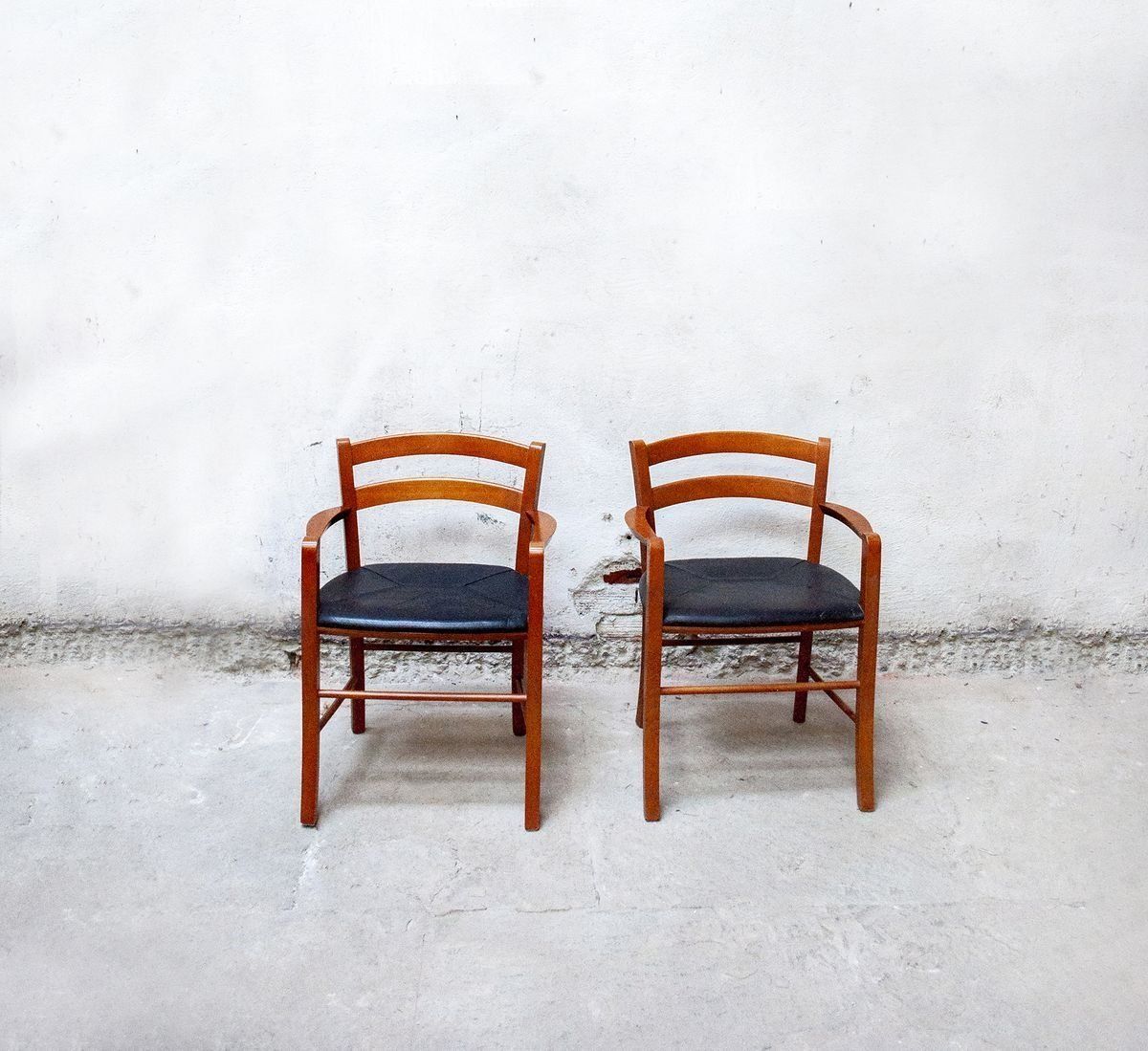 Marocca Model Chairs In Beech And Leather By Vico Magistretti For De Padova, Italy, 1987, Set Of 2 photo furniture