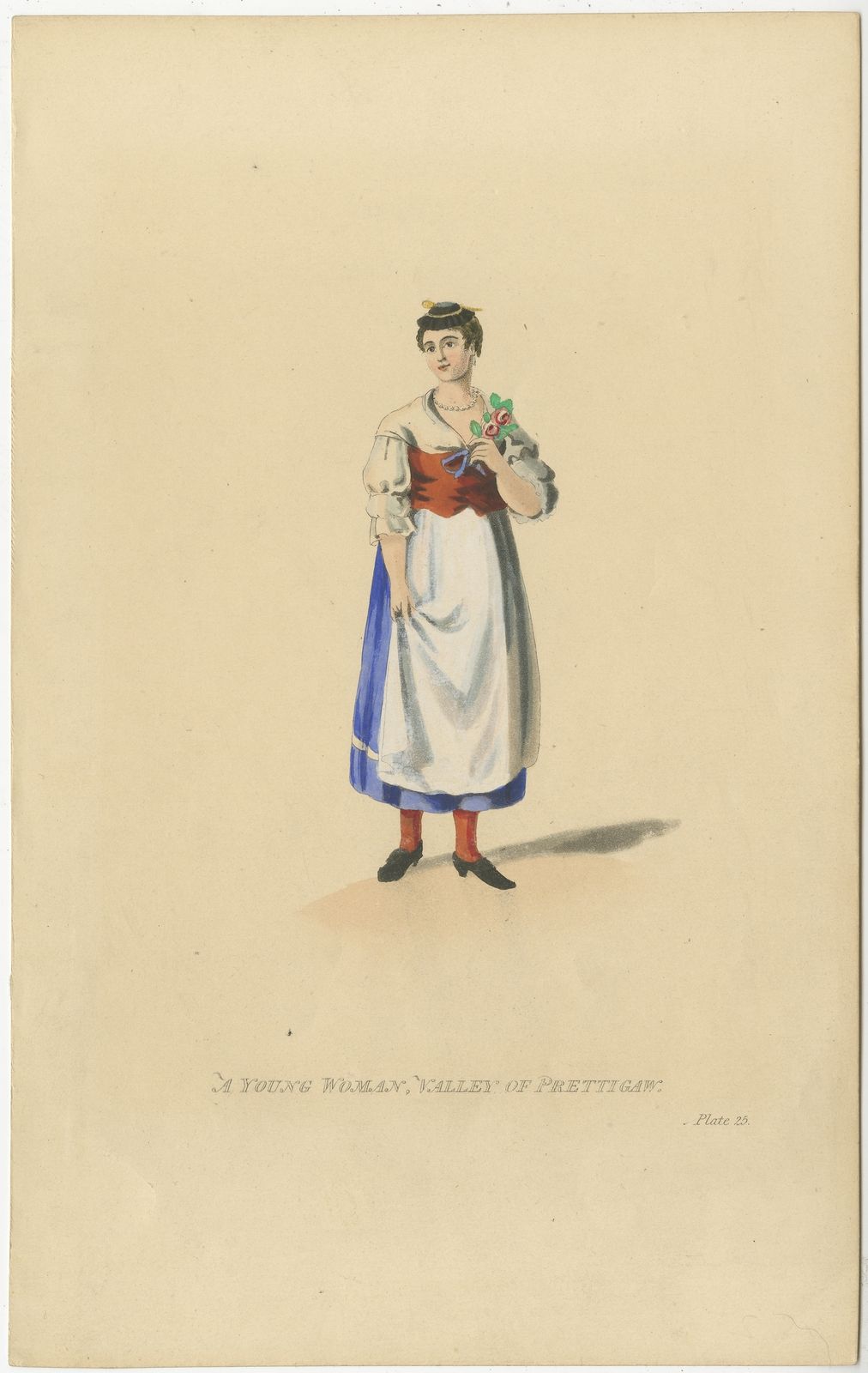 Antique Print Of A Young Woman From Prättigau By Yosy (C.1815)
