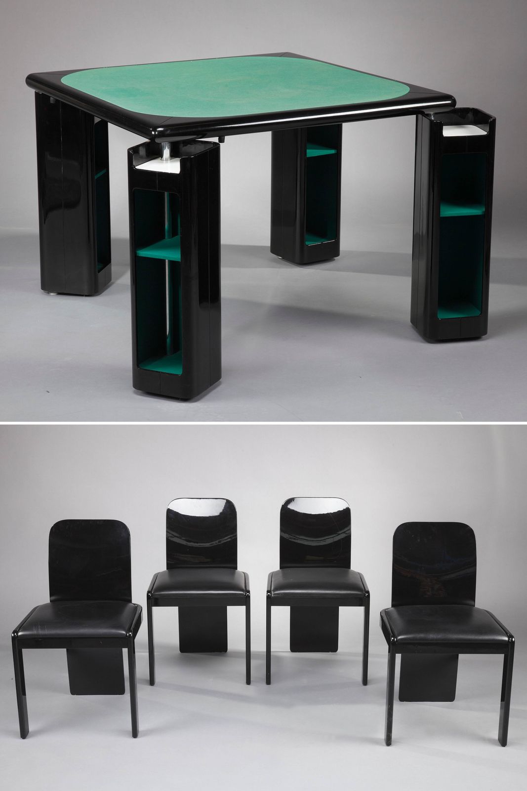 Table de jeu et chaises italiennes par Pierluigi Molinari pour Pozzi, 1970