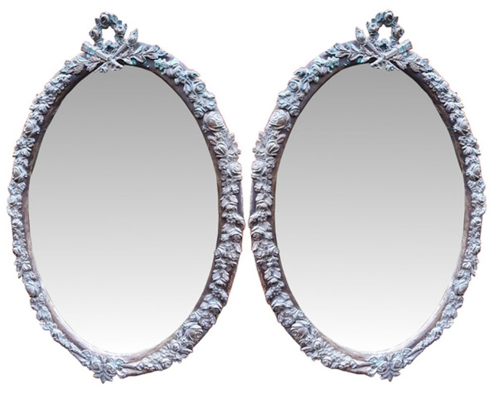 Rare Pair Of 19th Century Oval Country House Pier Mirrors