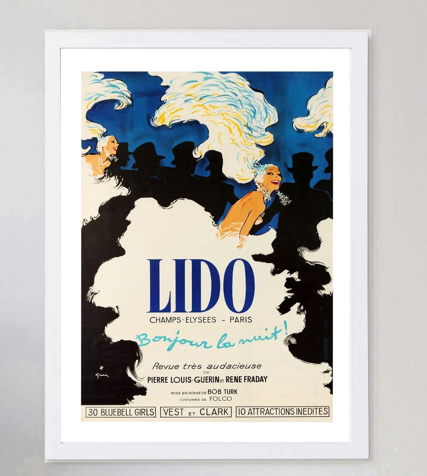 Lido Bonjour La Nuit Original Vintage Poster photo for sale