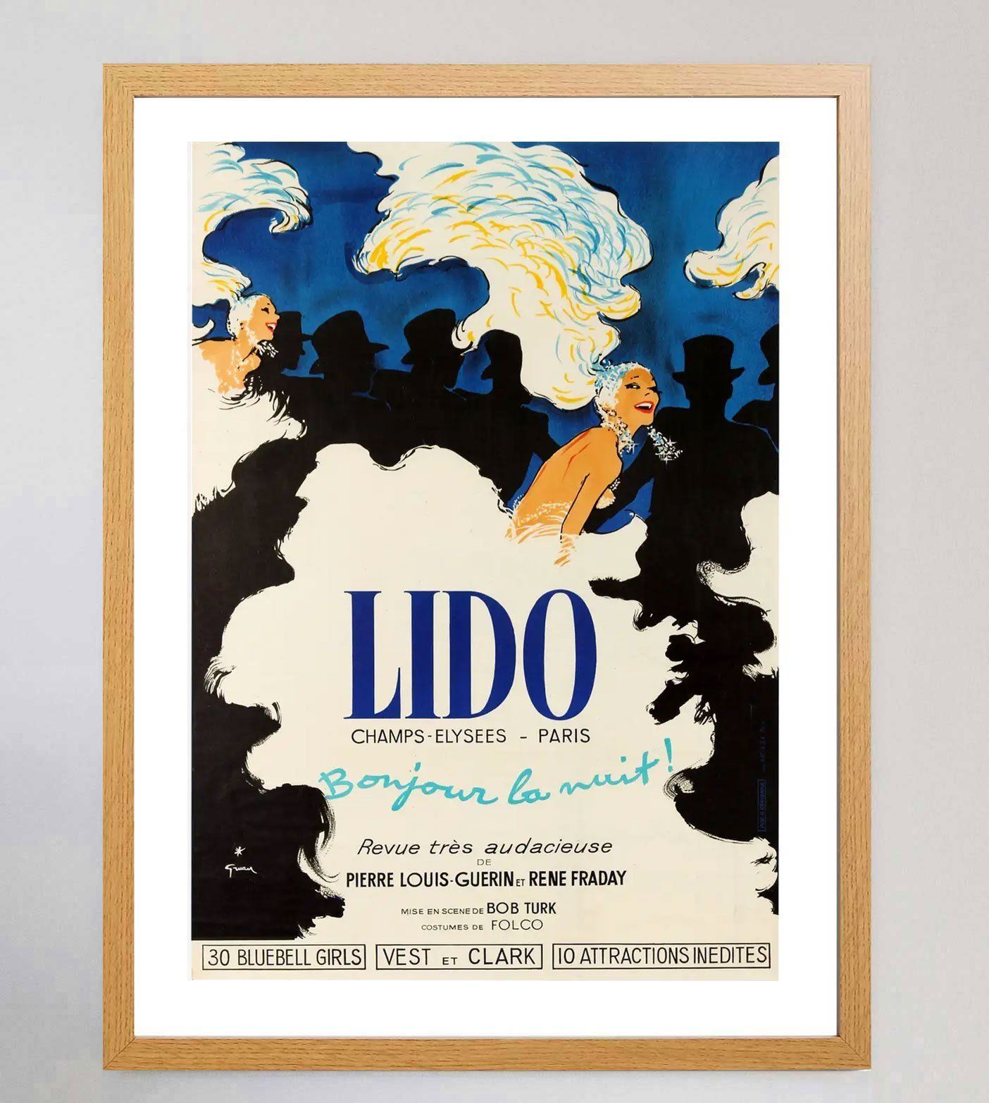 Lido Bonjour La Nuit Original Vintage Poster photo Art