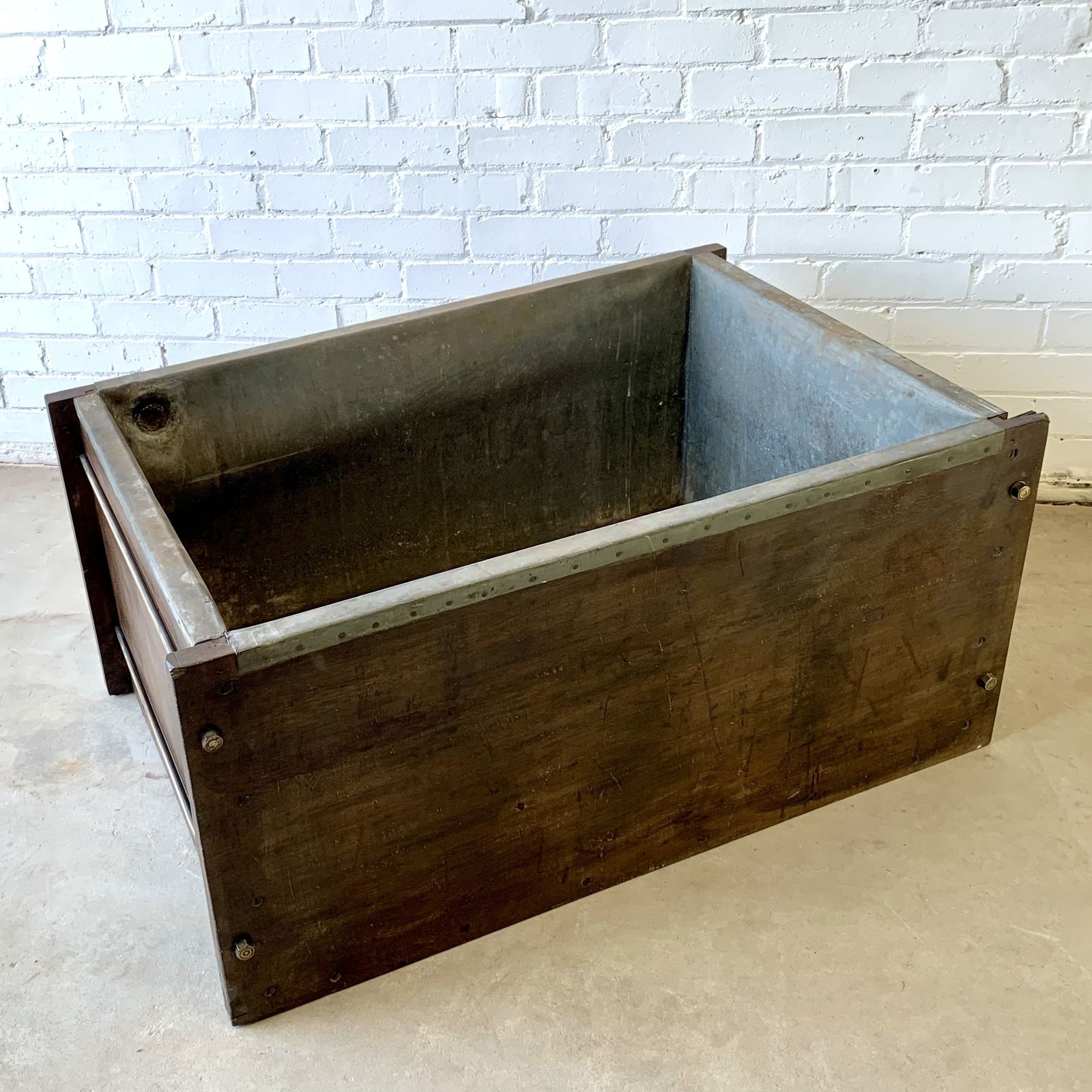 photo furniture Pair Of Large Vintage Reclaimed Hardwood Water Tanks Planters