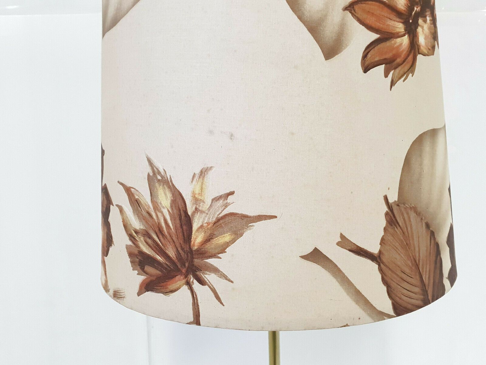 photo furniture Vintage 1960 Scandinavian Floor Lamp In Teak & Brass 60s 1960s Superb Lamp Shade