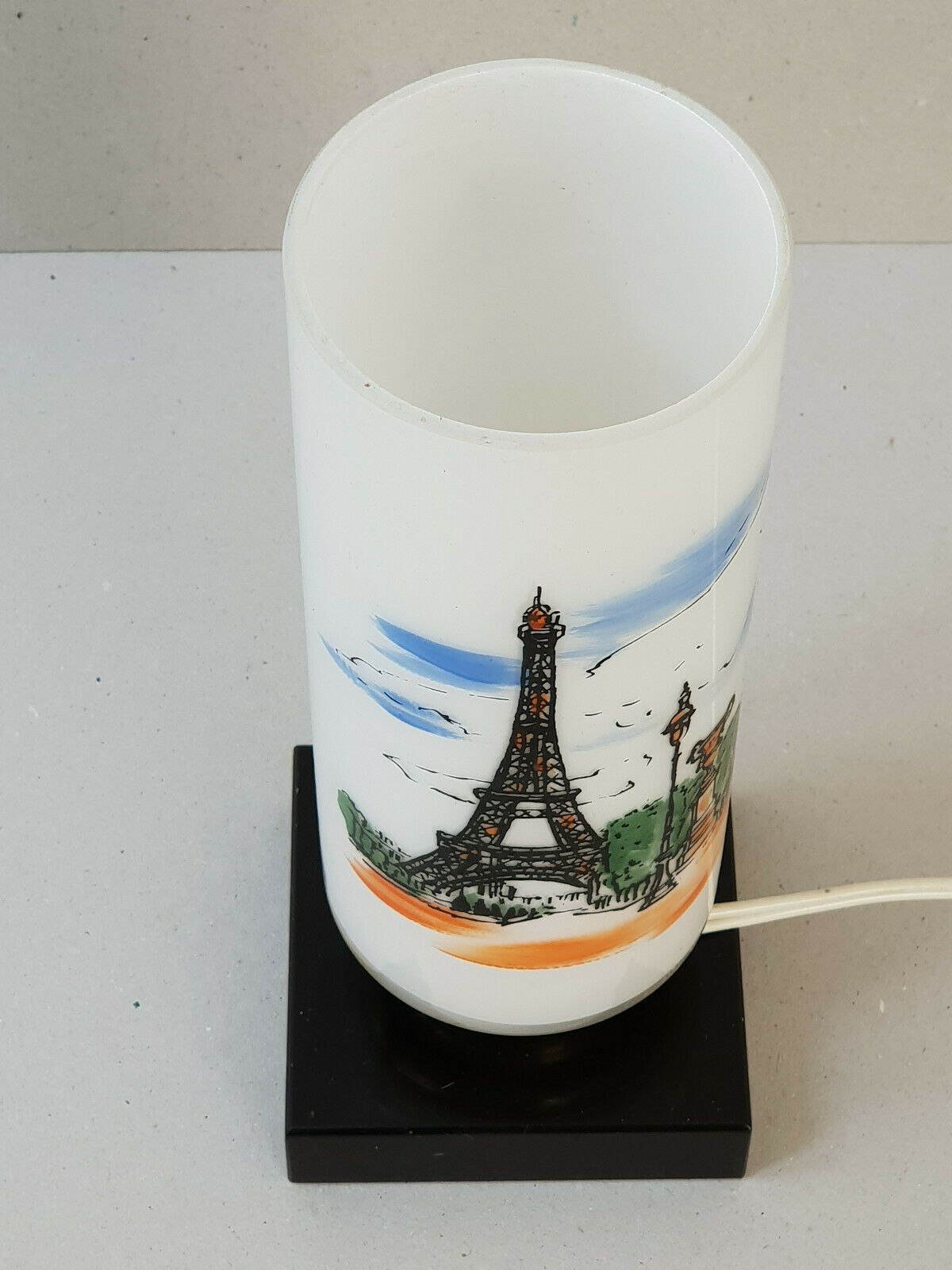 Vintage 1960 Lamp In Marble & Glass Decoration Tour Eiffel Paris 60s 1960s photo Lighting