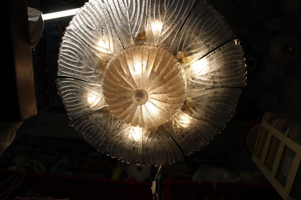 Big Pair Round Murano Ceiling Lamp Italian Design Flowers Dew Glass Gold photo 4823.0