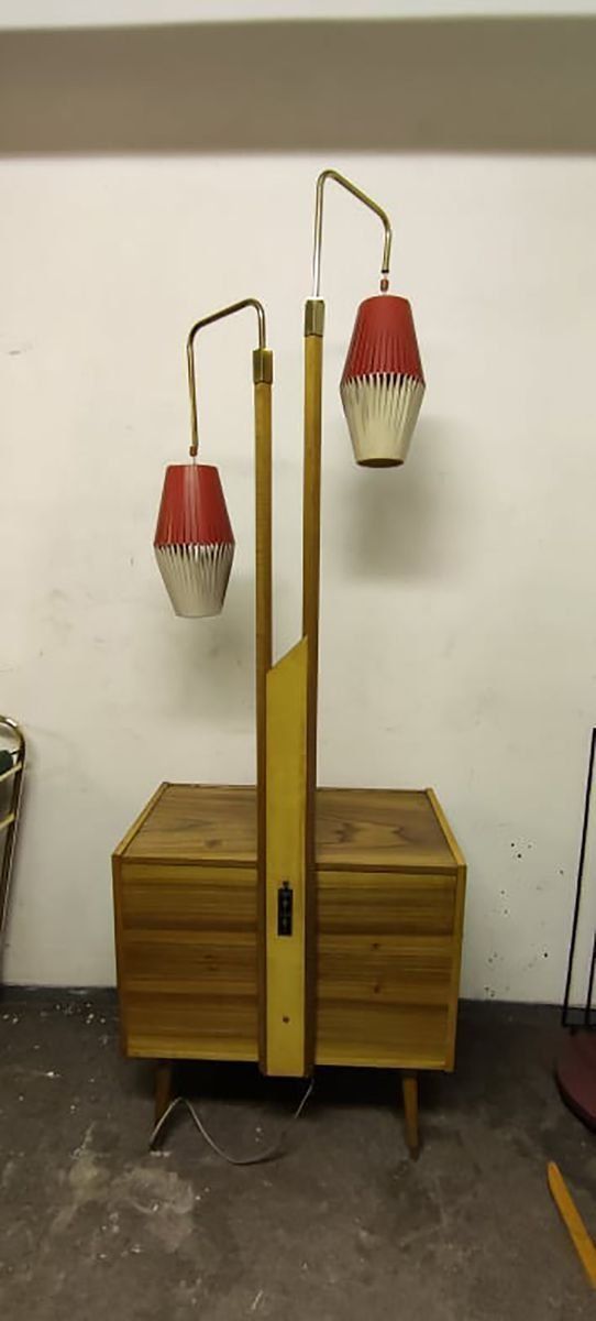 Walnut Cocktail Cabinet Light, 1950s photo Furniture
