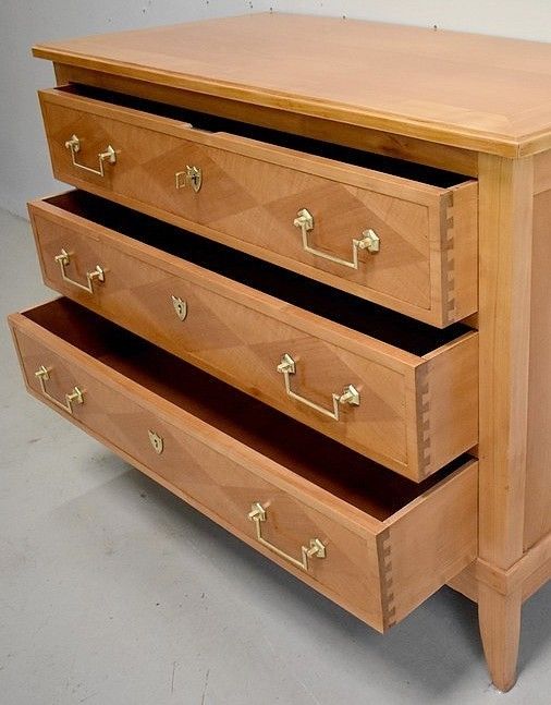 photo vintage Chest Of Drawers In Blond Cherry, Louis XVI Taste   1910