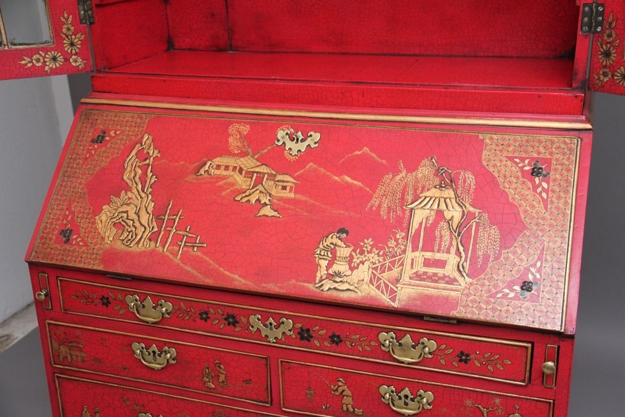 Early 20th Century Chinoiserie Bureau Bookcase photo vintage