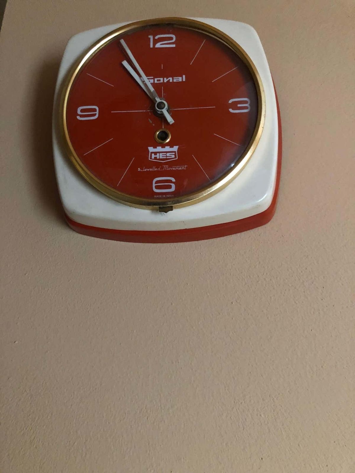 Indian Hes Wall Clock In Heavy Metal Case photo for sale