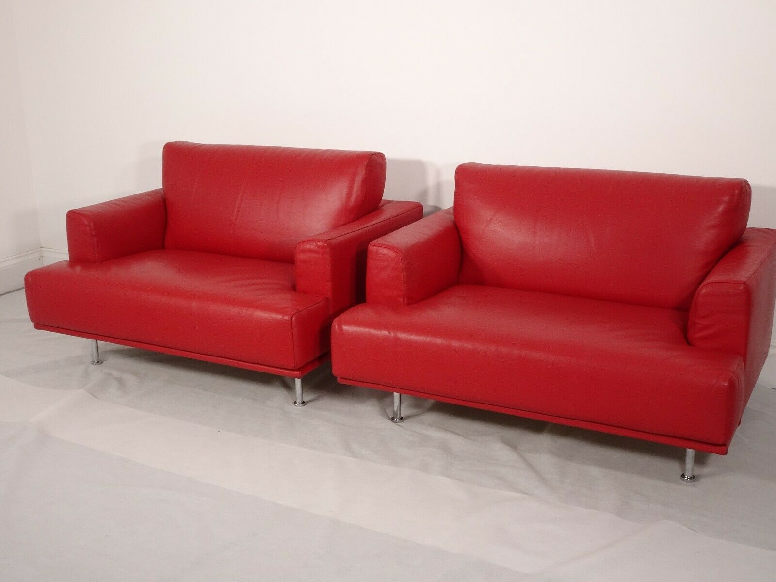 Stunning Pair Of Cassina Nest Love Chairs In Genuine Red Pelle Leather photo furniture