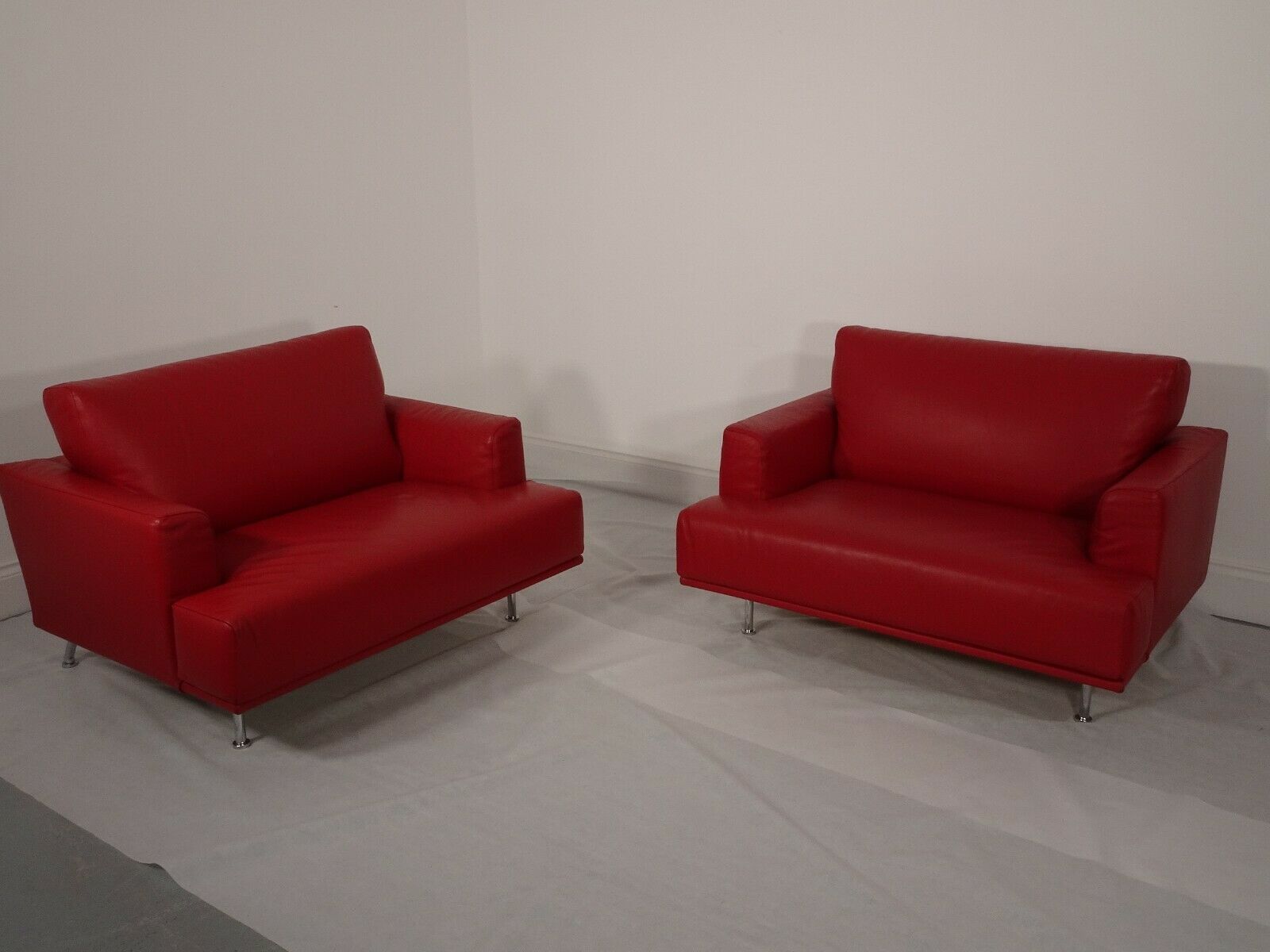 Stunning Pair Of Cassina Nest Love Chairs In Genuine Red Pelle Leather photo buy