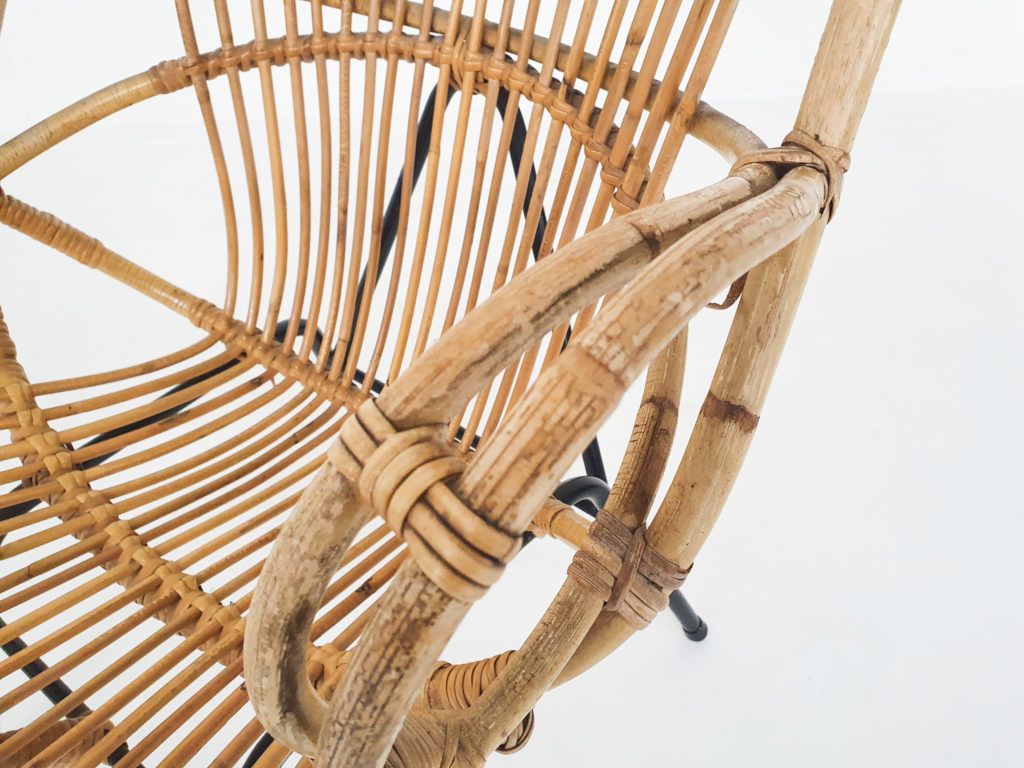 Rohe Noordwolde Rattan Lounge Chair, The Netherlands 1950s photo vinterior