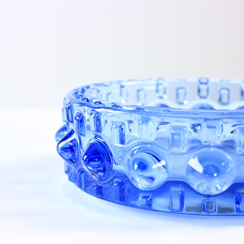 Midcentury Bowl In Blue Glass, Design By Frantisek Pečený, Czechoslovakia 1960s photo 156.0