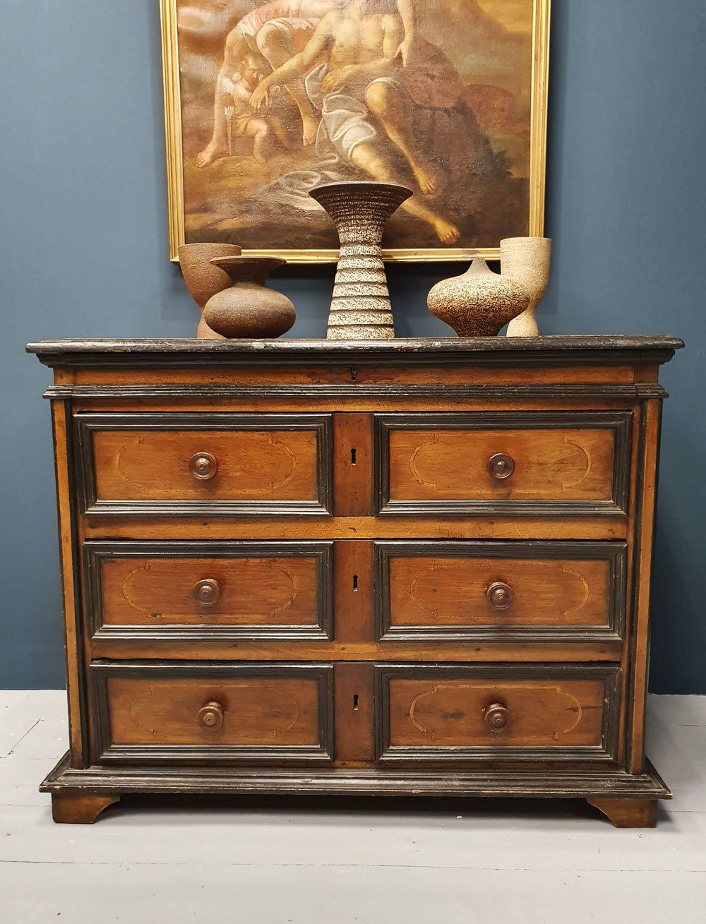 18th Century Italian Walnut And Ebonised Wood Chest Of Drawers Dated 1748 photo buy