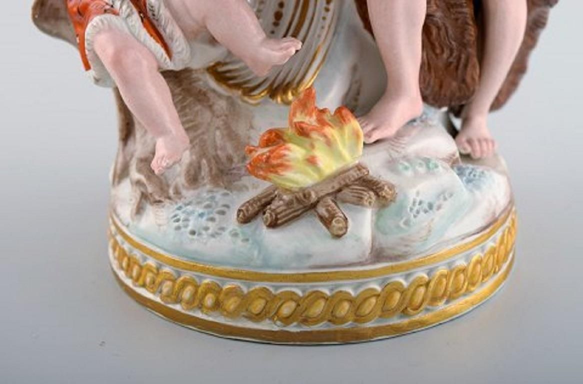 Antique Meissen Winter Candlestick In Hand Painted Porcelain, 19th Century photo buy
