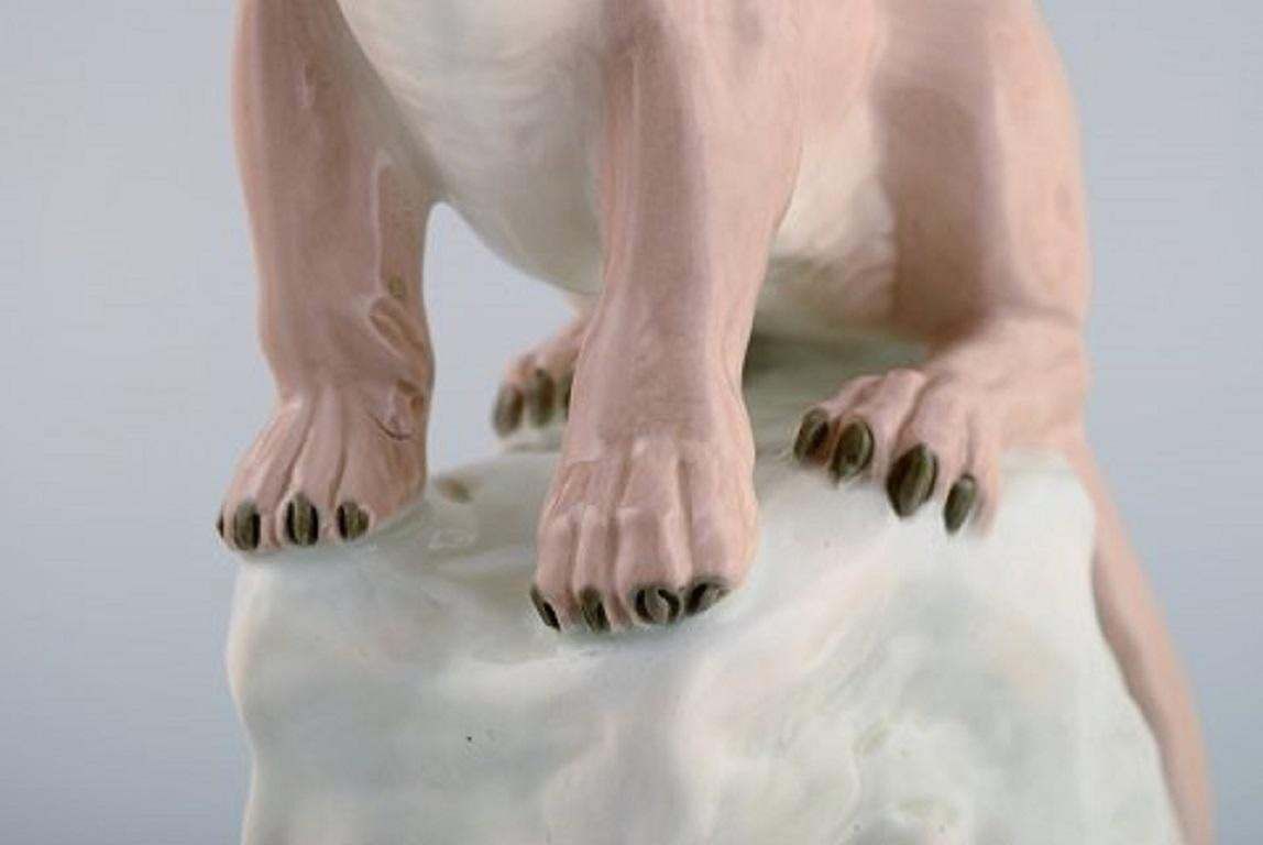 Amphora, Czechoslovakia, Hand Painted Porcelain Figurine Of Lioness On Rock photo Art