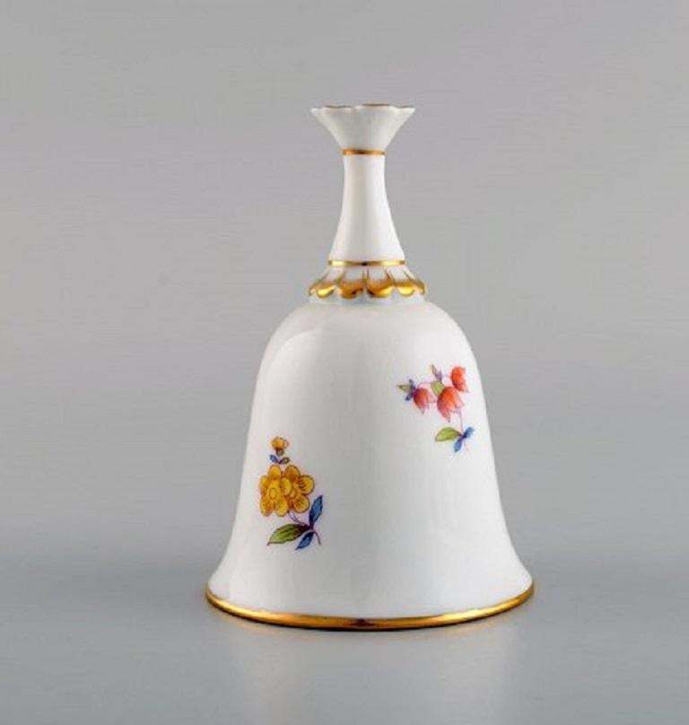 Herend Table Bell In Hand Painted Porcelain With Flowers And Gold Decoration photo furniture